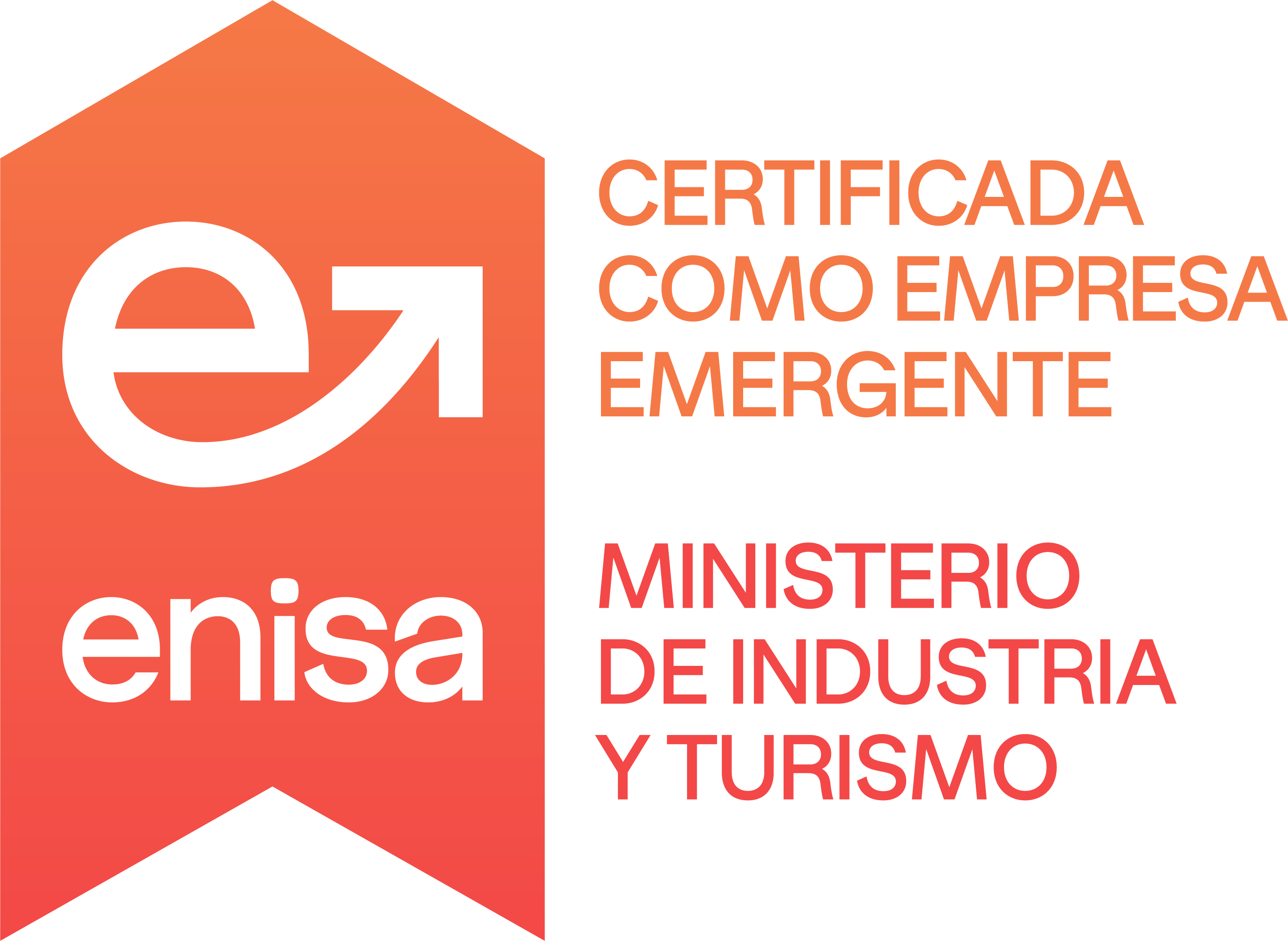 Certificada como Empresa Emergente — ENISA, Ministerio de Industria y Turismo